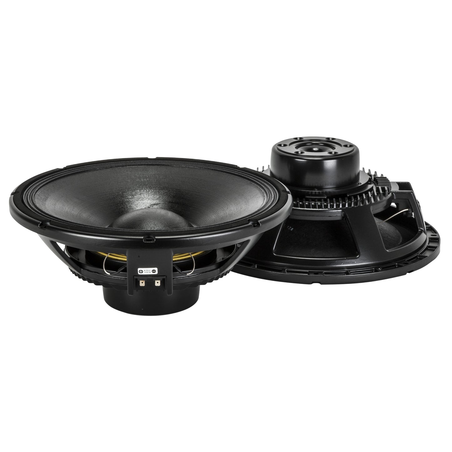 15" Power: 1100W rms, 2200W prog. Sensitivity: 100 dB Freq. Range 45-2500 Hz