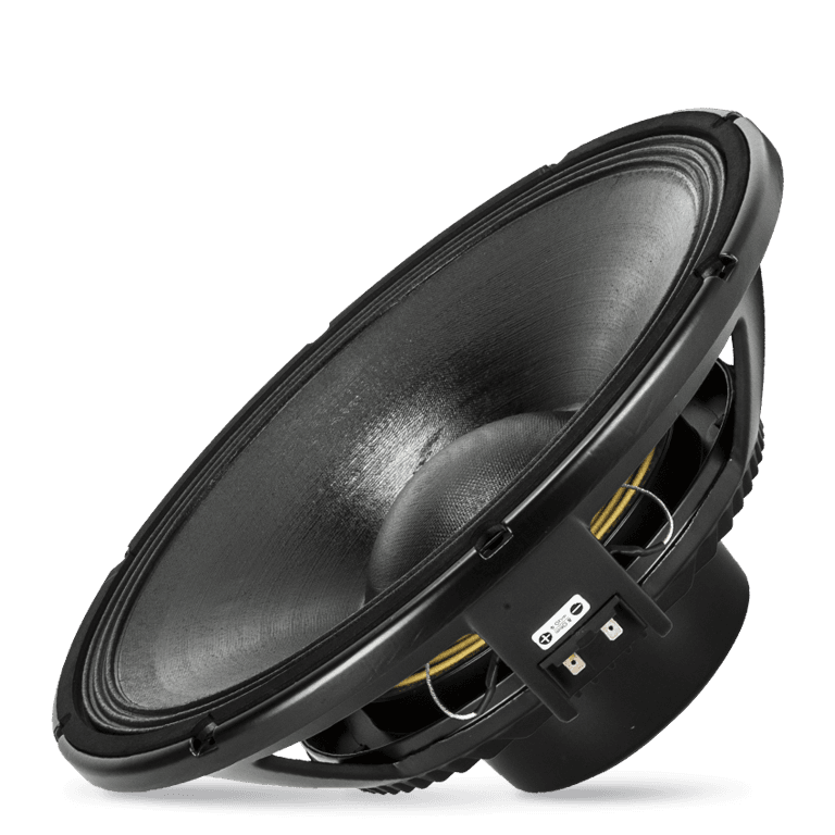 15" Power: 1100W rms, 2200W prog. Sensitivity: 100 dB Freq. Range 45-2500 Hz