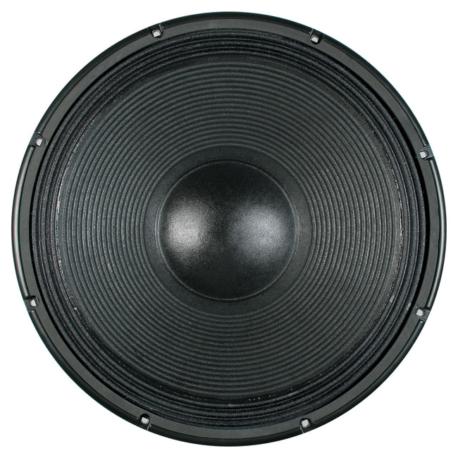 18" Power: 1200W rms, 2400W prog. Sensitivity: 98 dB Freq. Range 30-1000 Hz