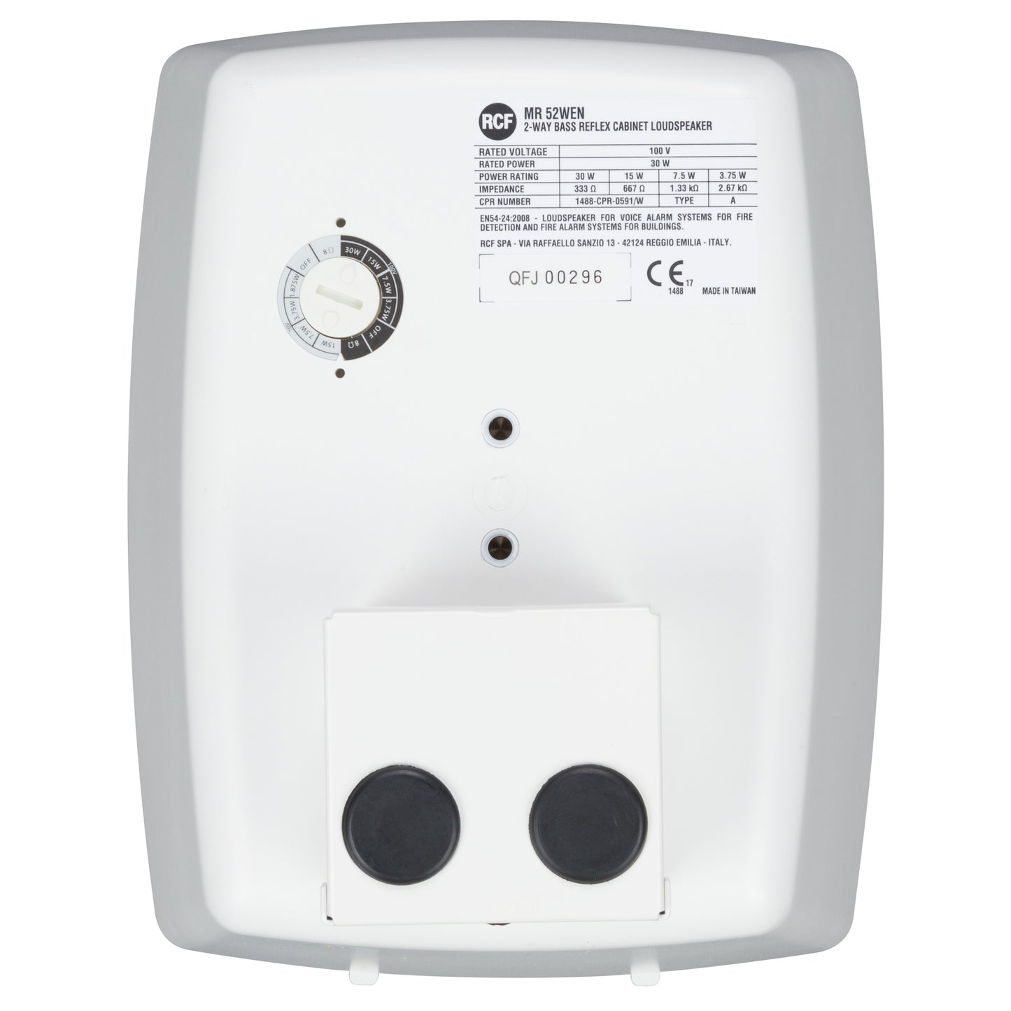2 Way Bass Reflex Wall Mount Cabinet, 30W - White - Trasf/Low Imp