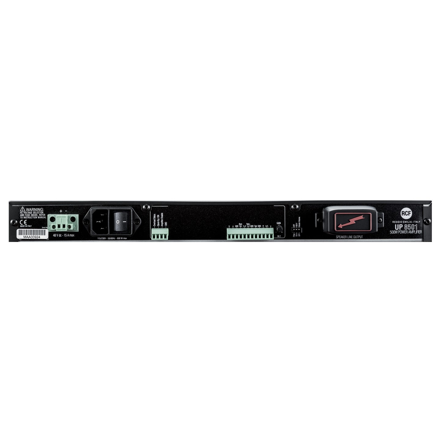 Class D Power Amplifier with Dual Input per Channel - 4 Ω, 70/100V, 500W