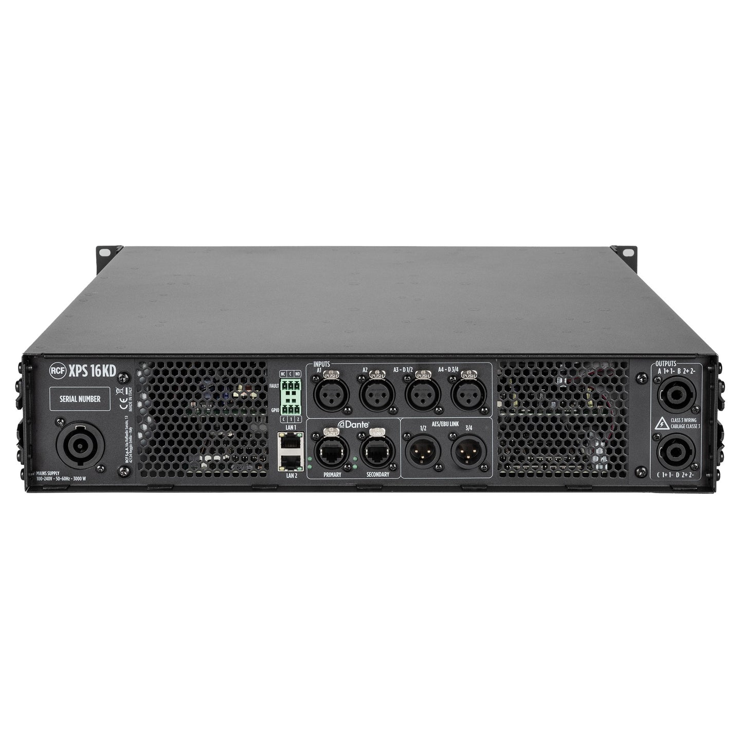 Class D Power Amplifier with DSP, RDNet Management, Dante-Equipped (4 X 4,000 W @ 2.7 Ω)