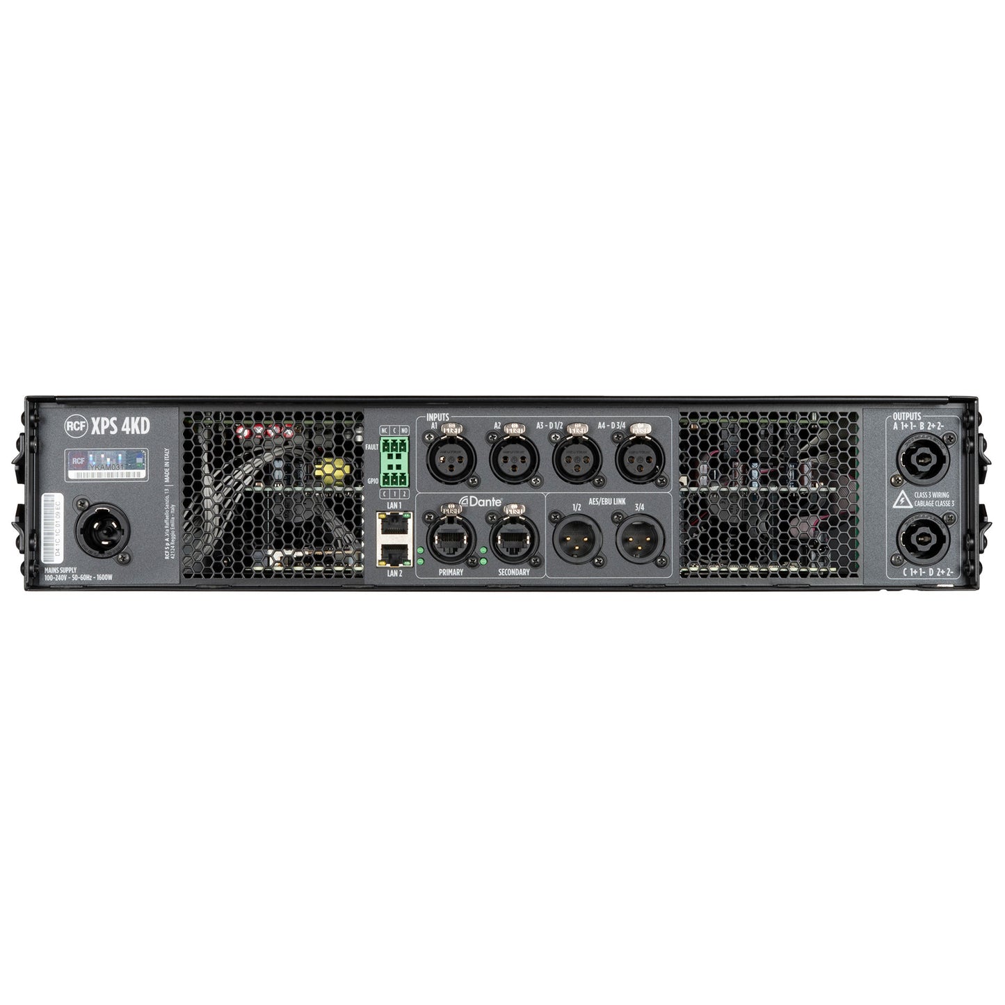 Class D Power Amplifier with DSP, RDNet Management, Dante-Equipped (4 X 1,000 W @ 4 Ω)