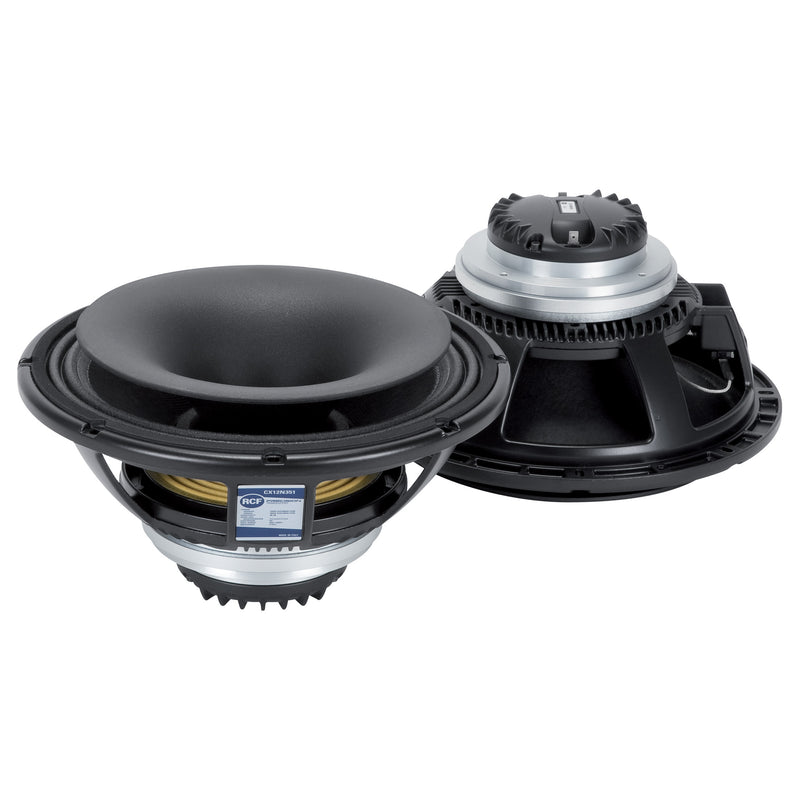 Woofer: 12" Power 450 Watt rms,  900W program. Sensitivity 101 dB. Compression Driver: Exit 1.5" Power 90 Watt rms, 180W program. Sensitivity 110 dB