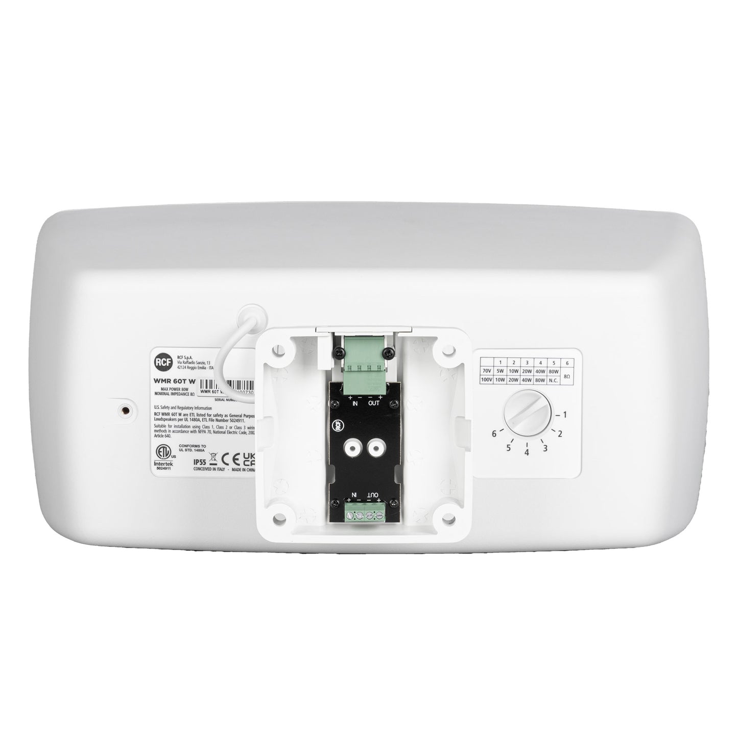 Passive 320W 6.5" 2-Way Wall Mount Monitor Speaker w/ Transformer - 8 Ω, 70/100V