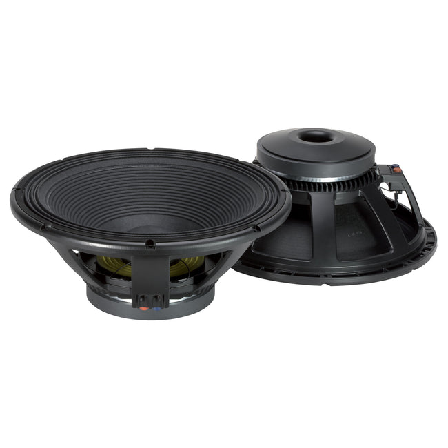 18" Power: 900W rms, 1800W prog. Sensitivity: 98 dB Freq. Range 30-1000 Hz