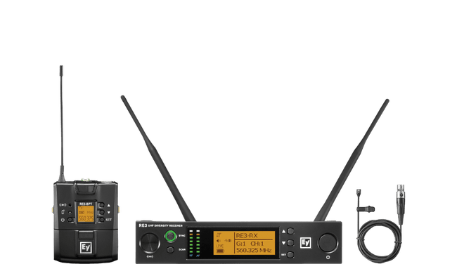 Electro-Voice RE3-BPOL-5H UHF wireless set featuring OL3 omnidirectional lavalier microphone