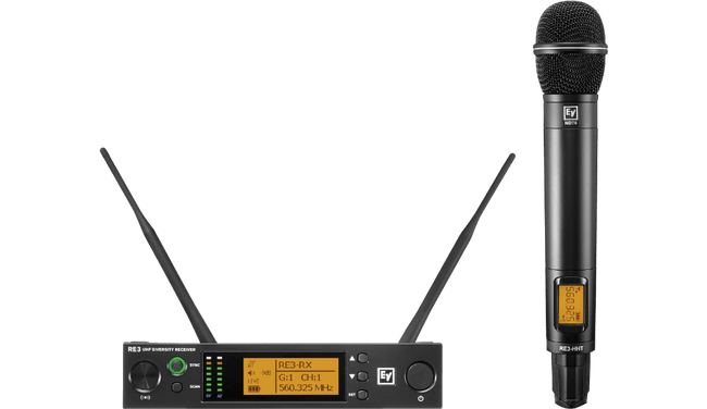 Electro-Voice RE3-ND76-5H UHF wireless set featuring ND76 dynamic cardioid microphone