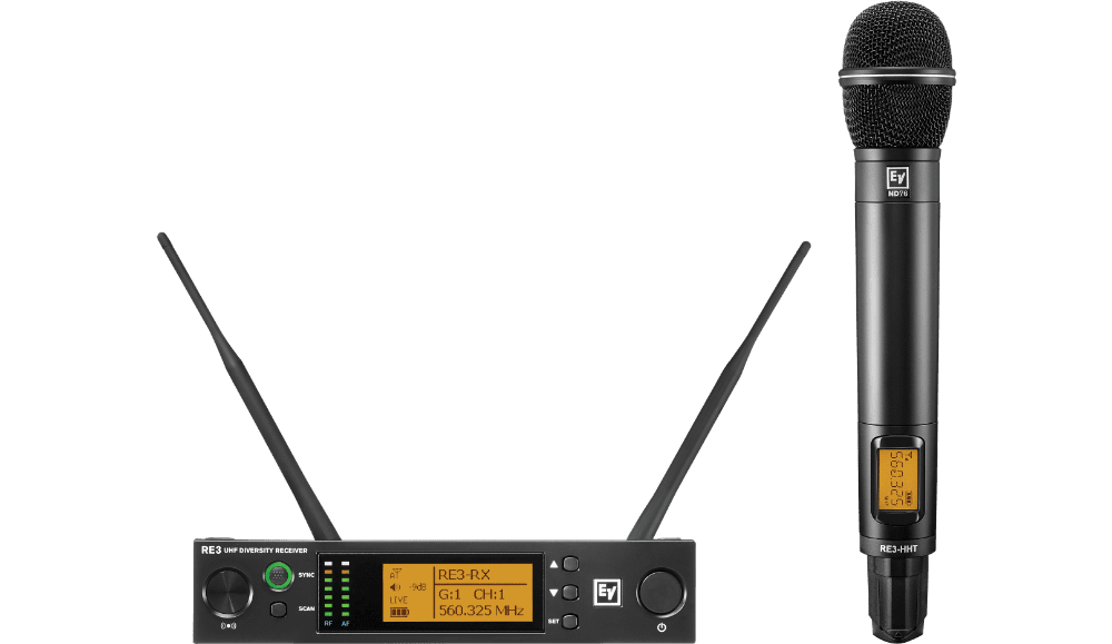 Electro-Voice RE3-ND76-6M UHF wireless set featuring ND76 dynamic cardioid microphone