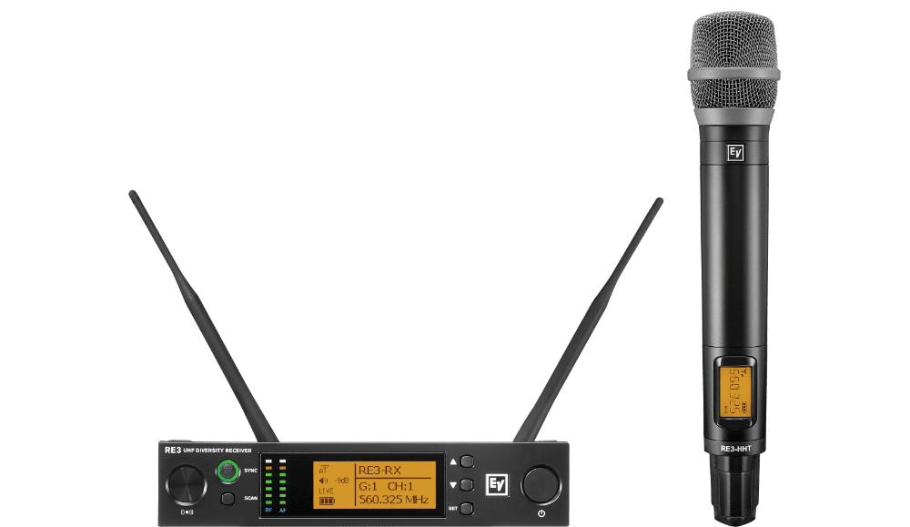 Electro-Voice RE3-RE520-5H UHF wireless set featuring RE520 condenser supercardioid microphone