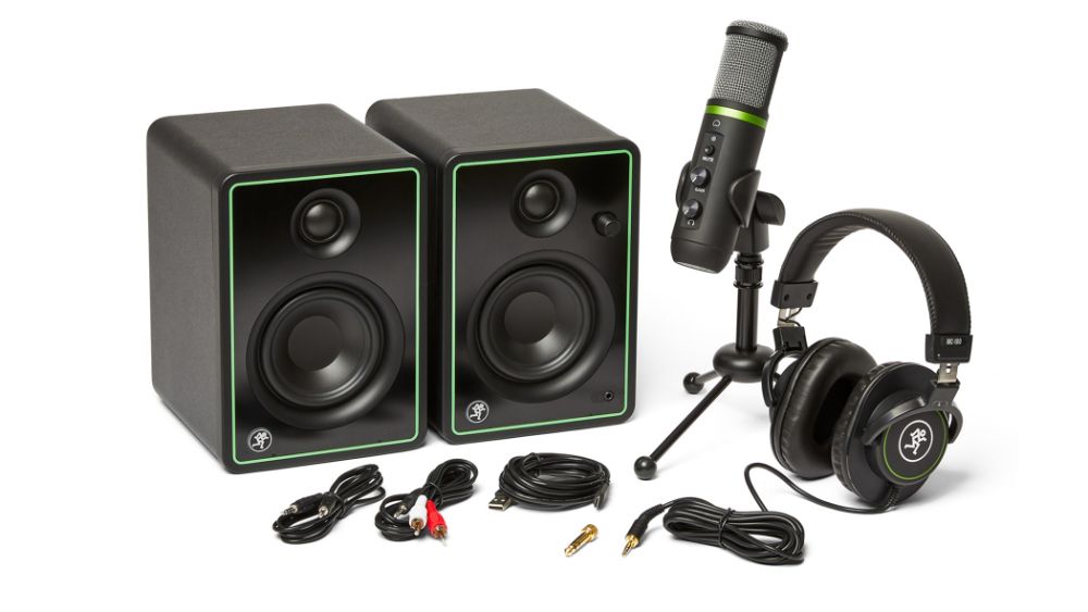 Mackie Creator Bundle Content creation bundle with CR3-X monitors, EM-USB condenser mic, and MC-100 headphones